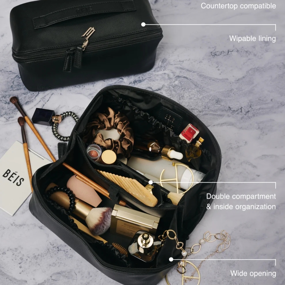 BEIS Wicked Black Travel Cosmetic Bag